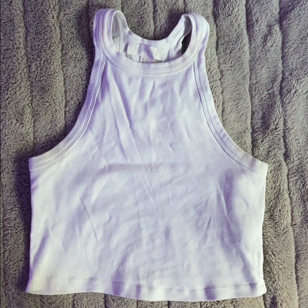 White Cropped Halter Top
